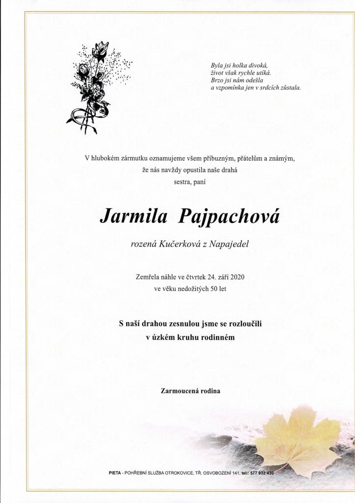 Smuteční oznámení - Jarmila Pajpachová