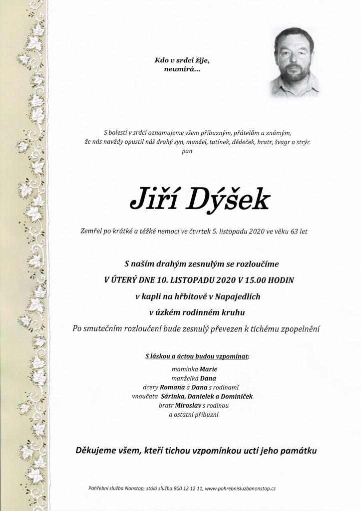 Smuteční oznámení - Jiří Dýšek