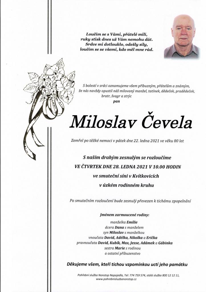 Smuteční oznámení - Miloslav Čevela