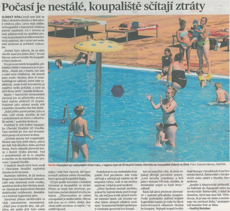 Počasí je nestálé, koupaliště sčítají ztráty