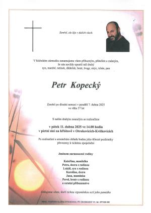 Smuteční oznámení - Petr Kopecký